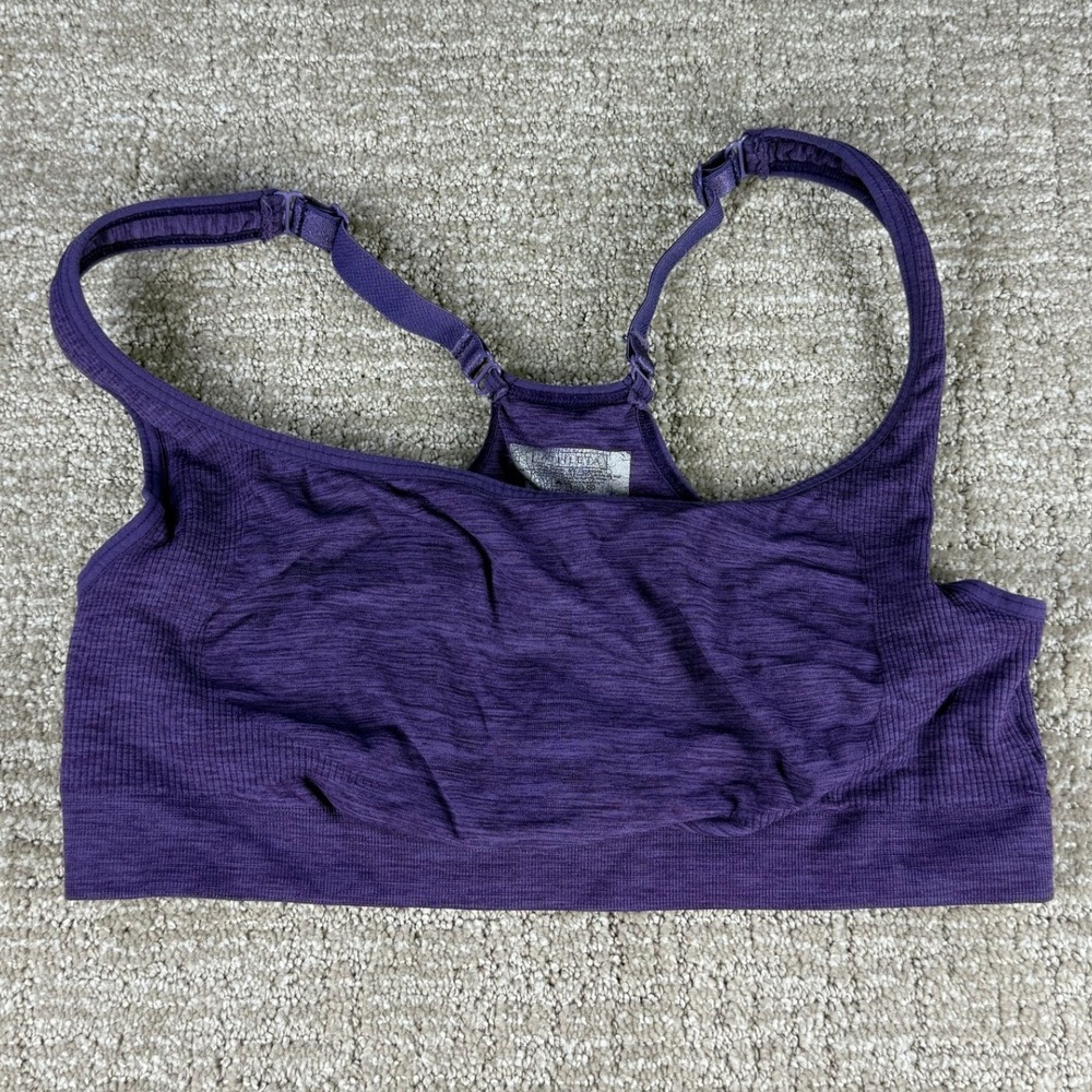 Athleta Performance Seamless Sports Bra Adjustable Racerback Purple Large Womens - Picture 4 of 7